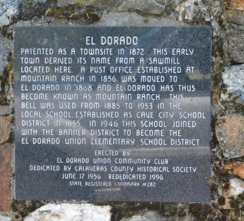 [Picture of Mountain Ranch historic plaque]